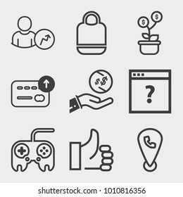 Business outline vector icon set on light gray background