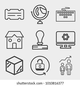 Business outline vector icon set on light gray background