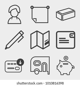Business outline vector icon set on light gray background