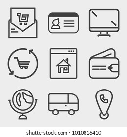 Business outline vector icon set on light gray background