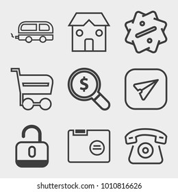 Business outline vector icon set on light gray background