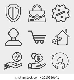 Business outline vector icon set on light gray background