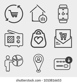 Business outline vector icon set on light gray background