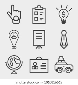 Business outline vector icon set on light gray background