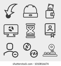 Business outline vector icon set on light gray background