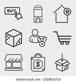 Business outline vector icon set on light gray background