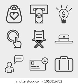 Business outline vector icon set on light gray background