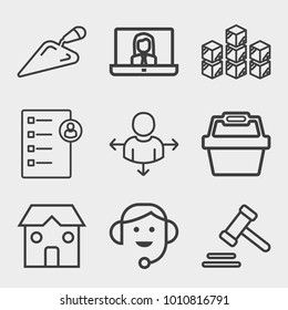 Business outline vector icon set on light gray background