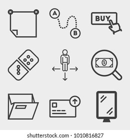 Business outline vector icon set on light gray background