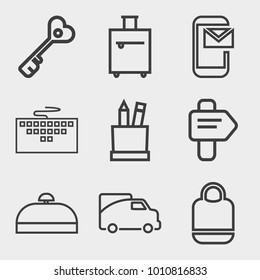 Business outline vector icon set on light gray background