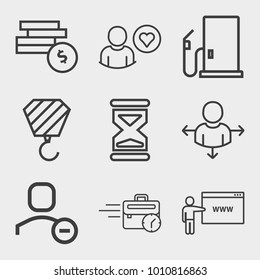 Business outline vector icon set on light gray background