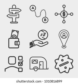Business outline vector icon set on light gray background