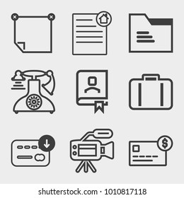 Business outline vector icon set on light gray background