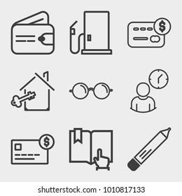 Business outline vector icon set on light gray background