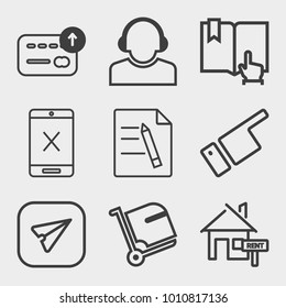 Business outline vector icon set on light gray background
