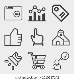 Business outline vector icon set on light gray background