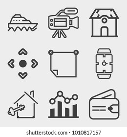 Business outline vector icon set on light gray background