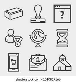 Business outline vector icon set on light gray background