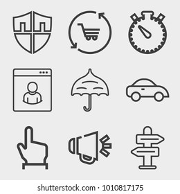Business outline vector icon set on light gray background