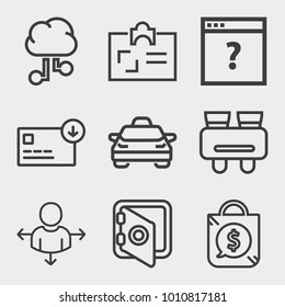 Business outline vector icon set on light gray background