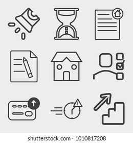 Business outline vector icon set on light gray background