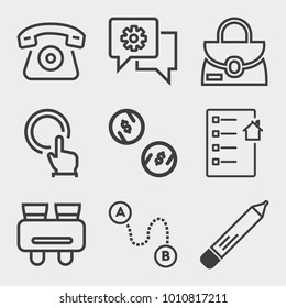 Business outline vector icon set on light gray background