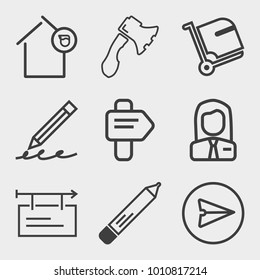Business outline vector icon set on light gray background