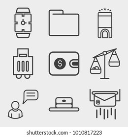 Business outline vector icon set on light gray background