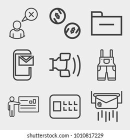 Business outline vector icon set on light gray background