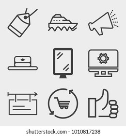 Business outline vector icon set on light gray background