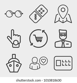 Business outline vector icon set on light gray background