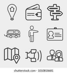 Business outline vector icon set on light gray background