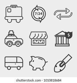 Business outline vector icon set on light gray background