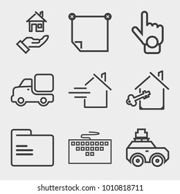 Business outline vector icon set on light gray background