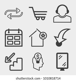 Business outline vector icon set on light gray background