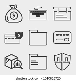 Business outline vector icon set on light gray background