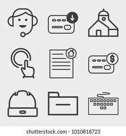 Business outline vector icon set on light gray background