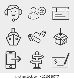 Business outline vector icon set on light gray background