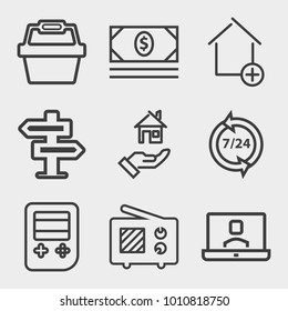 Business outline vector icon set on light gray background
