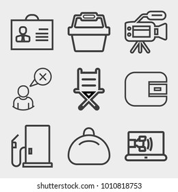 Business outline vector icon set on light gray background