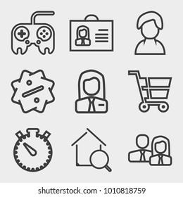 Business outline vector icon set on light gray background