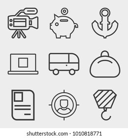 Business outline vector icon set on light gray background