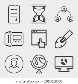 Business outline vector icon set on light gray background