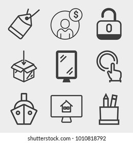 Business outline vector icon set on light gray background