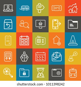 Business outline vector icon set on colorful background