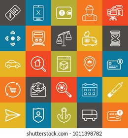 Business outline vector icon set on colorful background