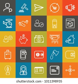 Business outline vector icon set on colorful background