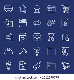 Business outline vector icon set on navy background