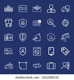 Business outline vector icon set on navy background