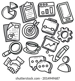 conjunto de iconos de vector de esquema de negocio